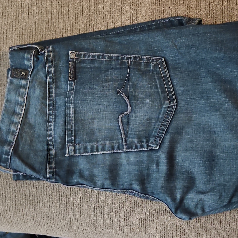 7 For All Mankind Dark Blue Straight Jeans
